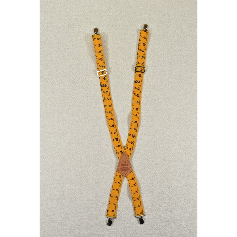The Boss Suspenders Yellow Measuring Tape Yardstick Clip On Carpenter Work Wear